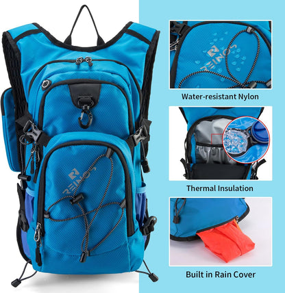 Hydration Backpack Pack with 2L Water Bladder 18L Hiking Backpack Women Men Lightweight Hydropack Insulated Daypack for Biking, Running, Festival