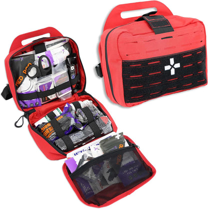 Lightning X Rip-Away Officer's Patrol Tactical Gunshot & Trauma IFAK Kit w/Headrest Mount - RED