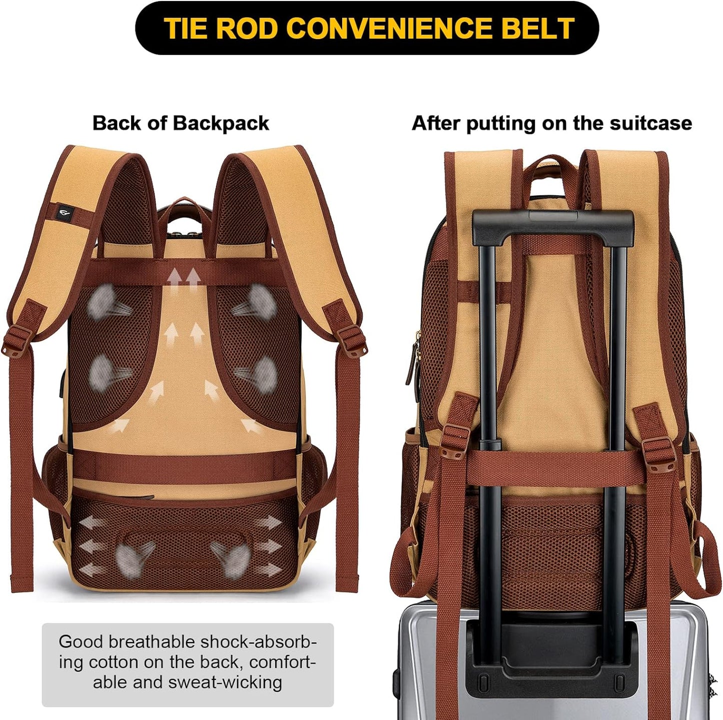 Tzowla Canvas Laptop Backpack, Bag for Men Women,Travel Work Rucksack Fits 17.3 Inch Laptop, Bookbag with USB Charging Port