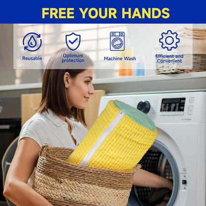 2 Packs Shoe Washing Machine Bag,Laundry Shoe Bag for Washing Machine and Dryer, 360°All-Around Cleaning Sneakers,Top Hidden Zipper,Reusable Sneaker Washing Machine Bag For All Shoe Types (Yellow)