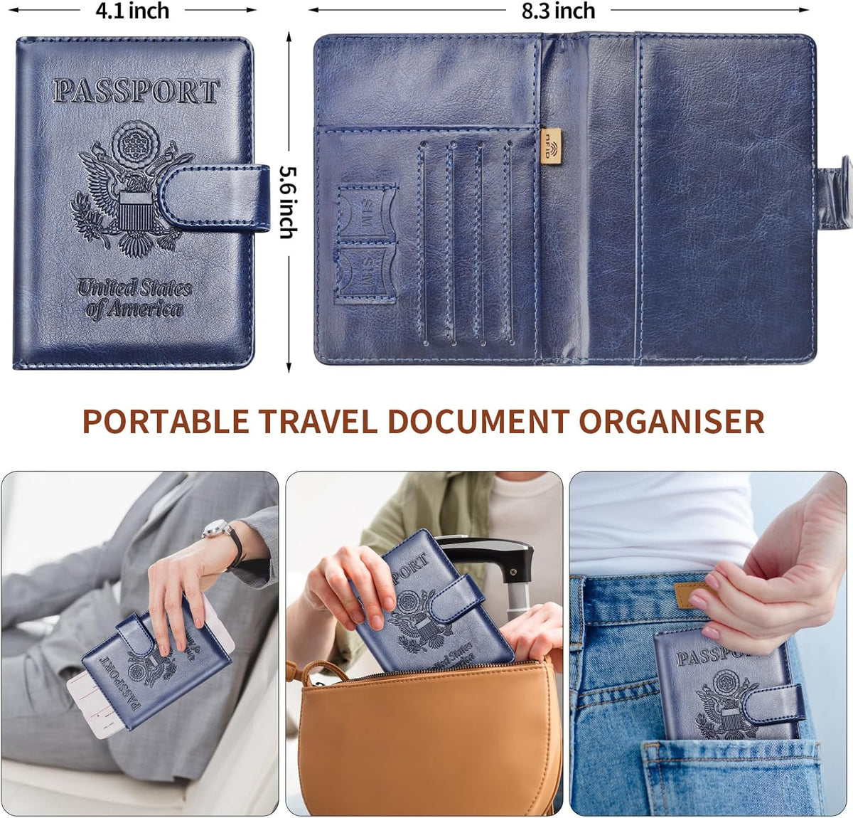 Herain Passport Holder for Travel Cruise Essentials, 2 Pcs Passport Cover Wallet Case Women Men Family, RFID Passports Book Card Holders Travel Accessorie Gifts Must Haves