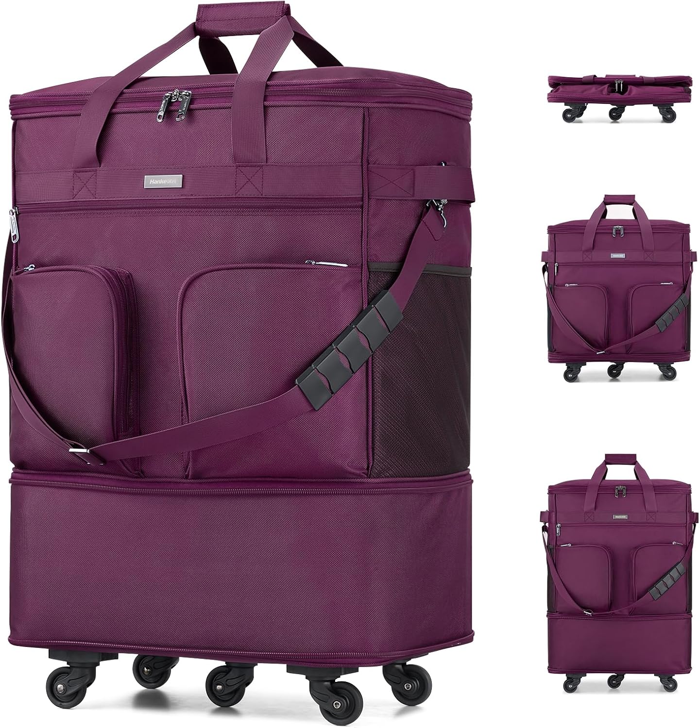 Hanke Expandable Collapsible Luggage with Wheels Suitcase Luggage Rolling Travel Bag Duffel Bag for Men Women Lightweight Suitcase Large Capacity Luggage with Spinner Wheel (Purple)