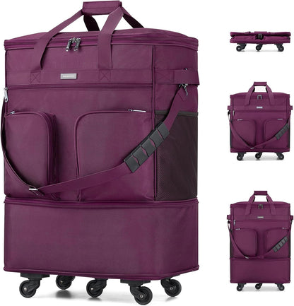 Hanke Expandable Collapsible Luggage with Wheels Suitcase Luggage Rolling Travel Bag Duffel Bag for Men Women Lightweight Suitcase Large Capacity Luggage with Spinner Wheel (Purple)