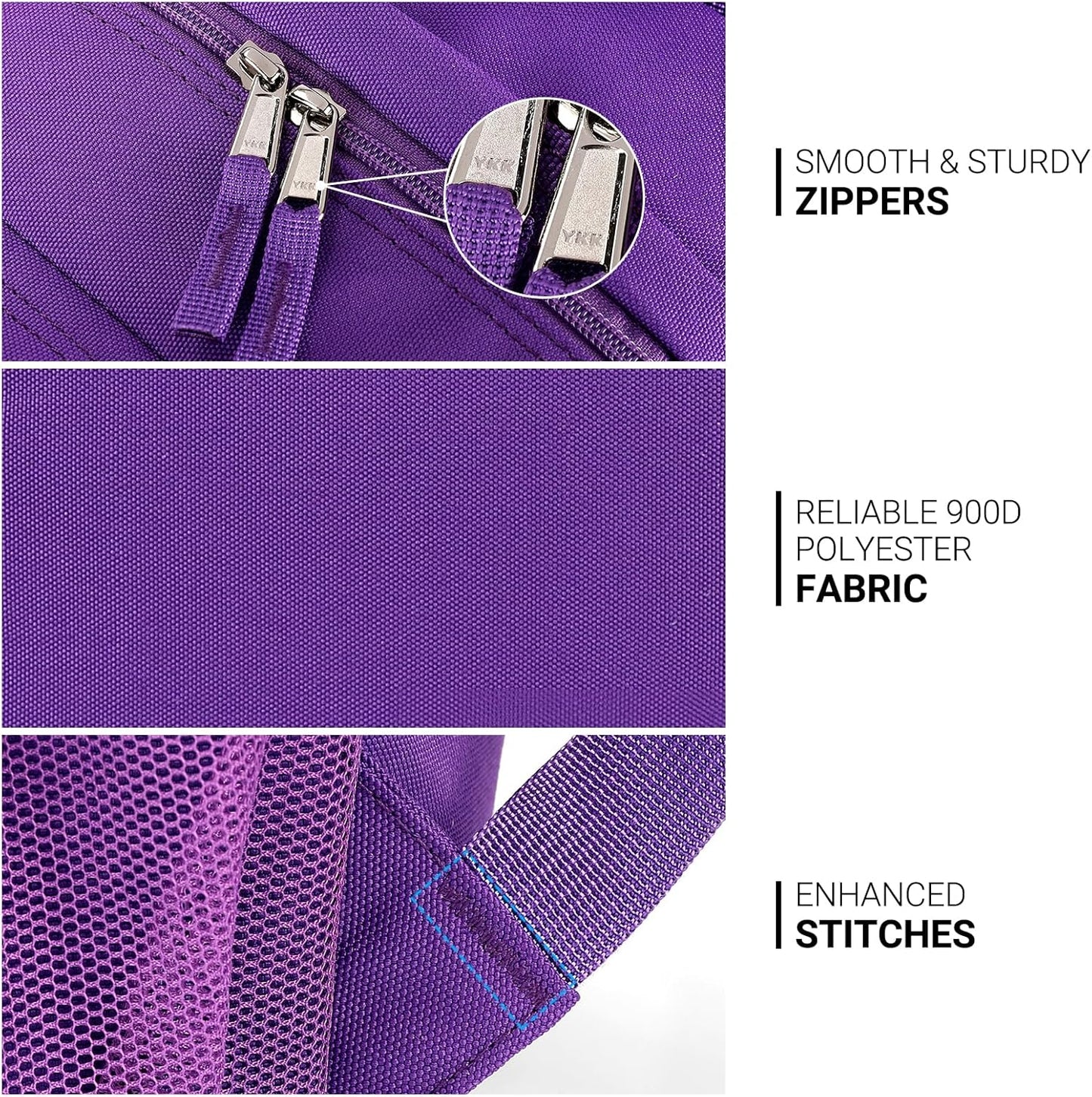 ZORFIN 26L Backpack for College, and Travel: Water Resistant Bookbag - Purple