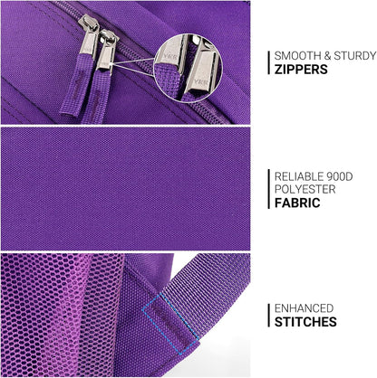 ZORFIN 26L Backpack for College, and Travel: Water Resistant Bookbag - Purple