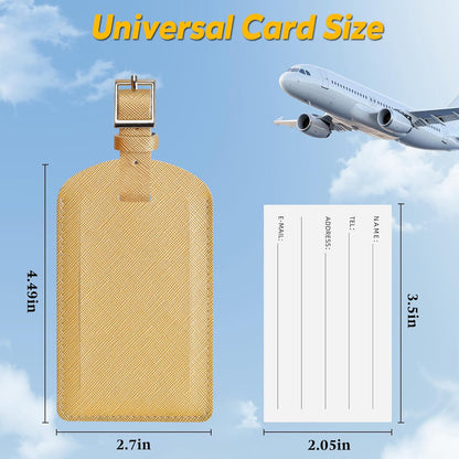 3 Pack Luggage Tags for Suitcases, TSA Approved Bag Tags, Baggage Tags with Privacy Protection, Travel Essentials Luggage Accessories, Golden
