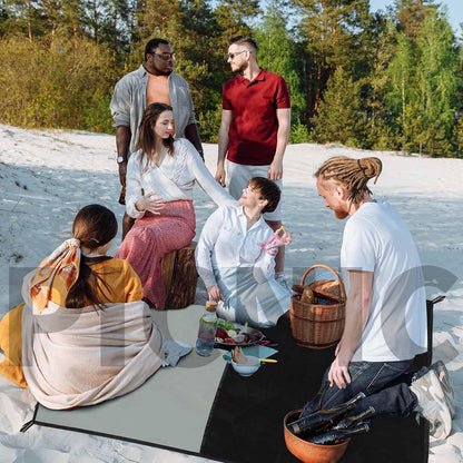 Frelaxy Pocket Picnic Blanket, Waterproof Sandproof Beach Mat, Compact Camping Tarp for Festivals, Hiking, Travel, Outdoor Recreation (Grey, 57'' x 71'')