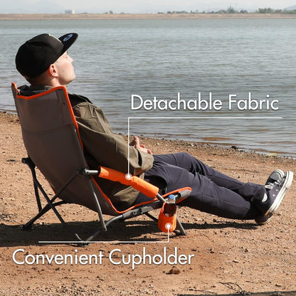 PORTAL Beach Chairs for Adults Camping Low Lightweight Portable Chair with Cup Holder Mesh Back Carry Bag for Outdoor Sand Lawn Travel Picnic Festival Concert, 350LBS