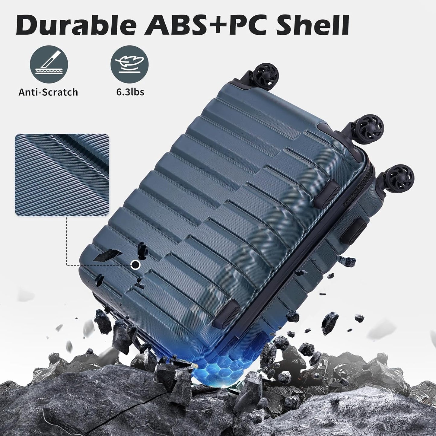 Coolife 20-Inch Small Carry on Hardside PC+ABS Spinner TSA Lock Telescopic Luggage Handle（20in-purple）