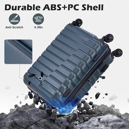 Coolife 20-Inch Small Carry on Hardside PC+ABS Spinner TSA Lock Telescopic Luggage Handle（20in-purple）