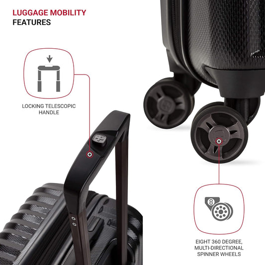 SwissGear 7272 Energie Expandable Hardside Luggage With Spinner Wheels and TSA Lock, Black, Checked-Medium 24-Inch