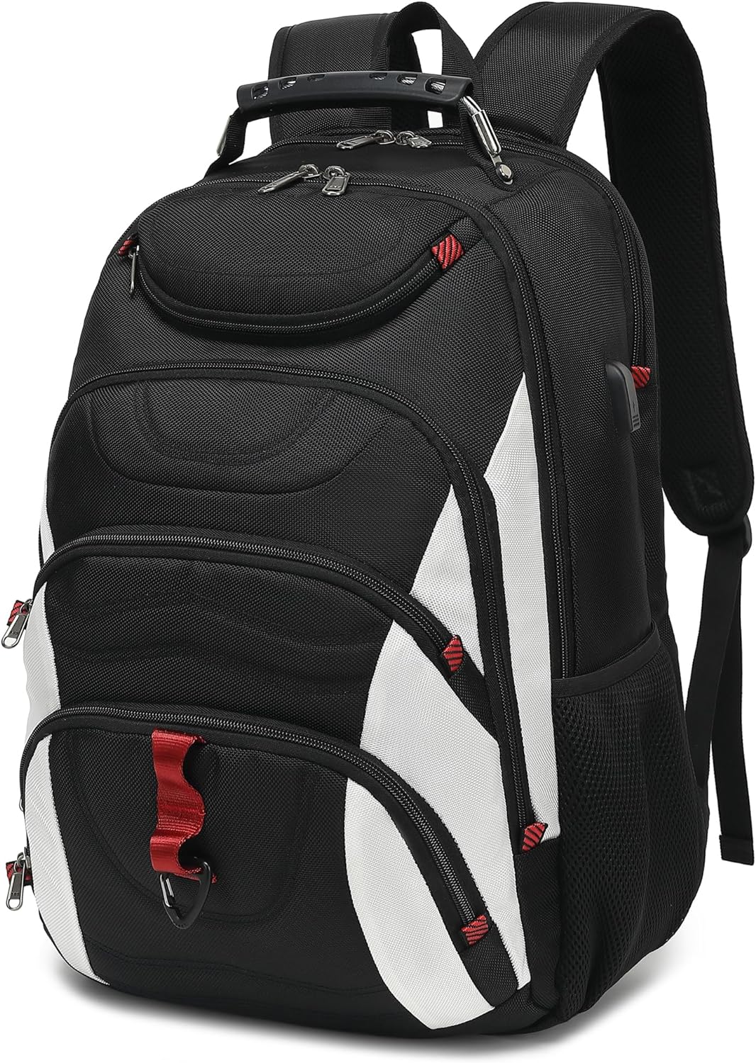 Boavan Laptop Backpack for men, 17.3 inch Laptop Bag with USB Port, Waterproof Travel Work Backpack Purse, Anti-Theft Teacher Nurse Doctor Casual Bookbags Office Business backpack，White