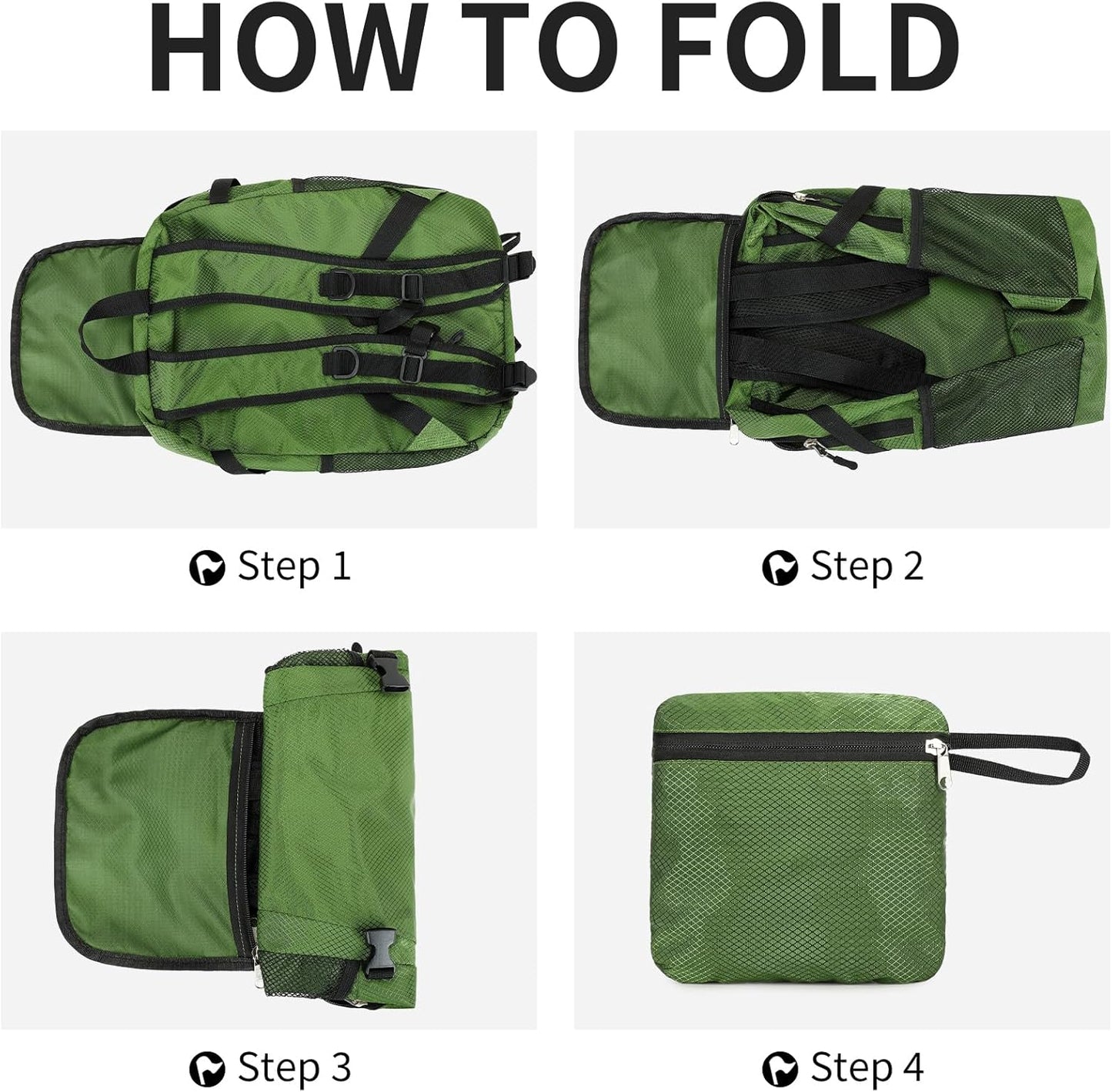 Small Hiking Daypack,15L Water-Resistant Hiking Backpack Packable Lightweight Travel Day Pack for Women Men (Green, Small)