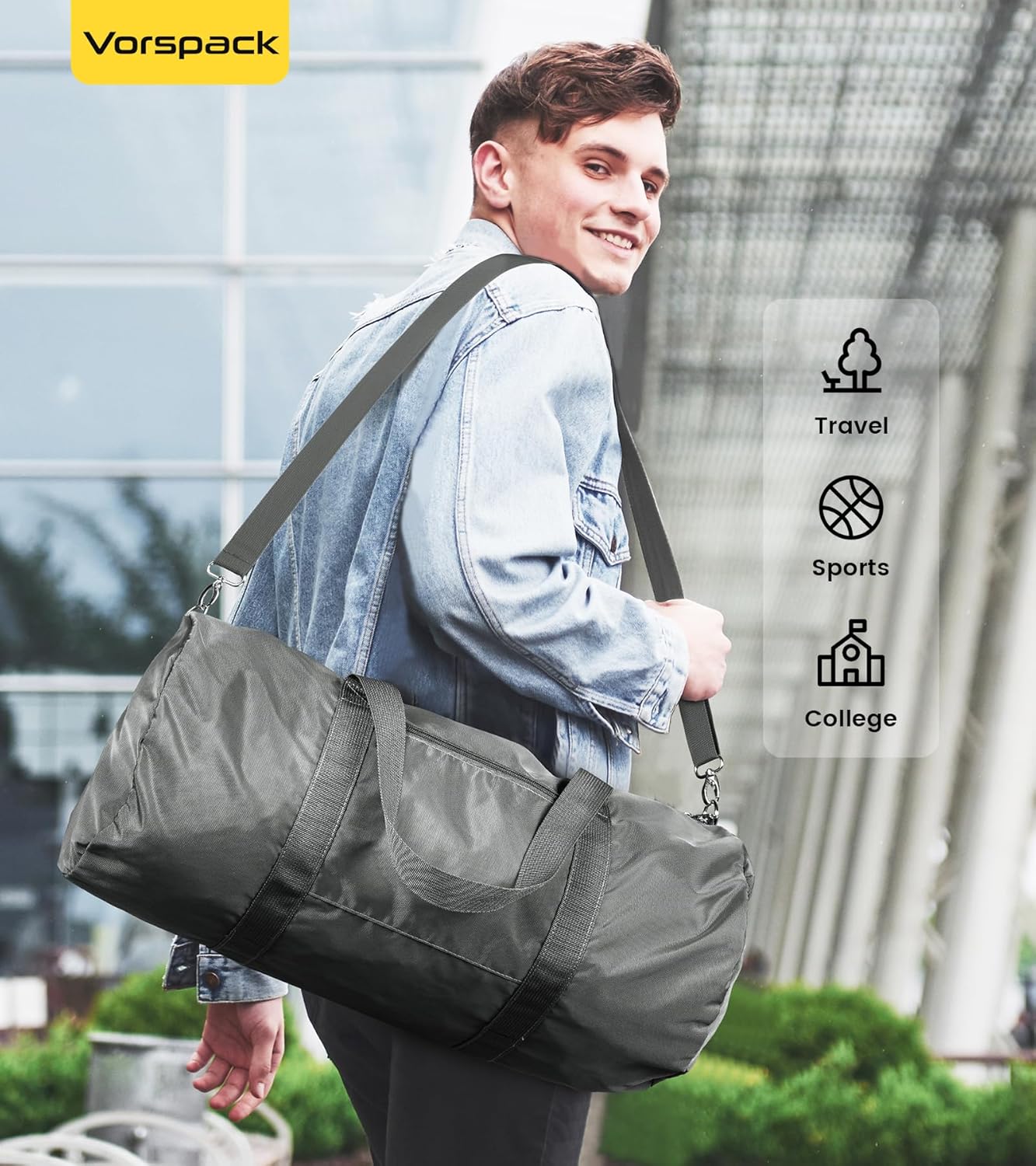 Vorspack Duffel Bag 20-24-28 Inches Foldable Gym Bag for Men Women Duffle Bag Lightweight with Inner Pocket for Travel Sports