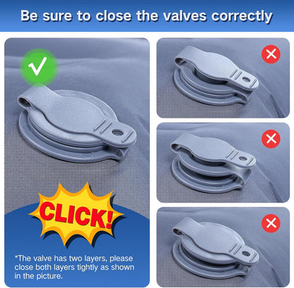 Double Sleeping Pad Camping, Self Inflating 6'' Extra-Thick 2 Person Pillow Built-in Foot Pump Waterproof Inflatable Sleeping Mat Backpacking, Tent, Hiking, Portable Camping Pad (Navy Grey)