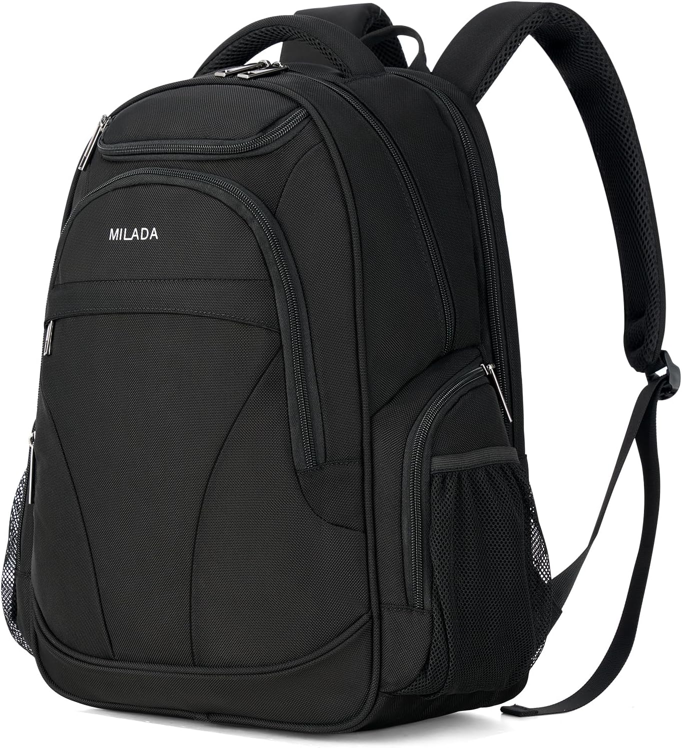 MILADA Travel Backpack For Men Laptop Backpack Women Business Carry On Backpack Airline Approved Fits 16.5 Inch Laptop Bag Work Backpack, Black
