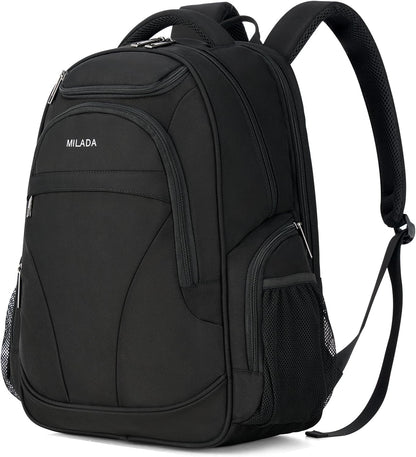 MILADA Travel Backpack For Men Laptop Backpack Women Business Carry On Backpack Airline Approved Fits 16.5 Inch Laptop Bag Work Backpack, Black