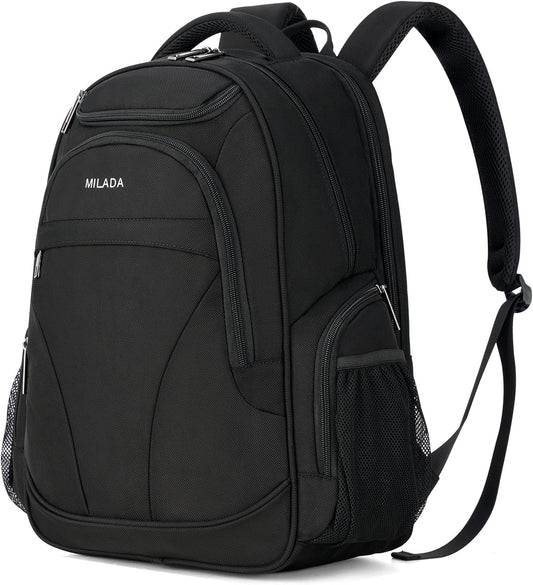 MILADA Travel Backpack For Men Laptop Backpack Women Business Carry On Backpack Airline Approved Fits 16.5 Inch Laptop Bag Work Backpack, Black