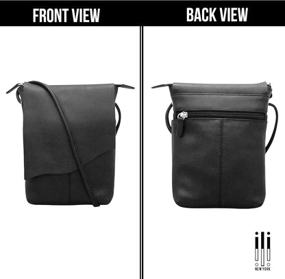 ili New York Leather Mini Sac Crossbody - Genuine Leather Crossbody Bags for Women with RFID Blocking, Adjustable Strap