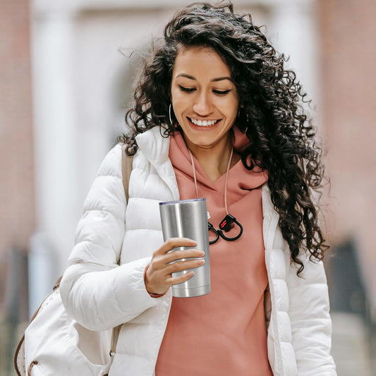 20 oz Tumbler with lid Double Wall Vacuum Insulated Tumblers Stainless Steel Coffee Mug Travel Coffee Tumbler Powder Coated Tumbler Cup Keep Hot&Cold - (Stainless 12 Pack)