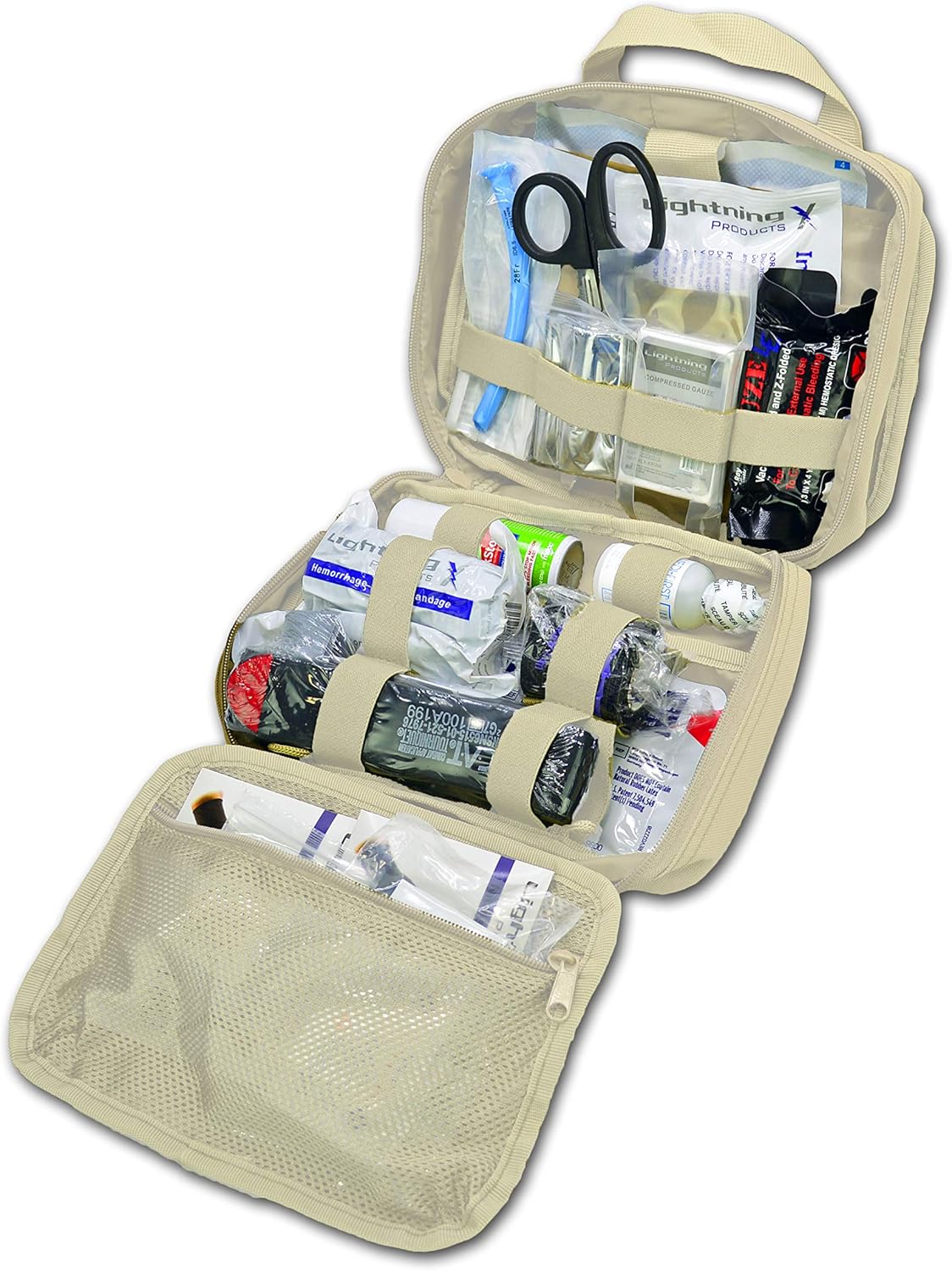 Lightning X Rip-Away Officer's Patrol Tactical Gunshot & Trauma IFAK Kit w/Headrest Mount (Fill Kit Only (No Bag))