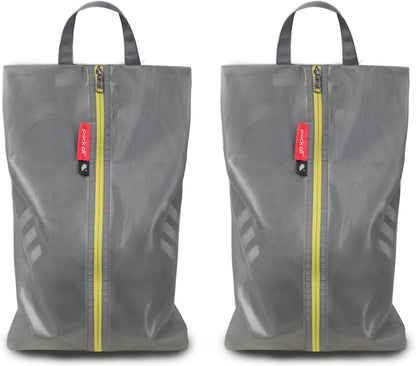 pack all Plus-Sized Shoe Bag for Travel, Water-Resistant Shoe Pouch for Gym, Odor-Resistant Soccer Cleats Bag for Sport (Grey, 2-Pack)