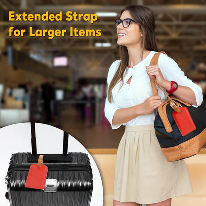 3 Pack Luggage Tags for Suitcases, TSA Approved Bag Tags, Baggage Tags with Privacy Protection, Travel Essentials Luggage Accessories, Red & Brown