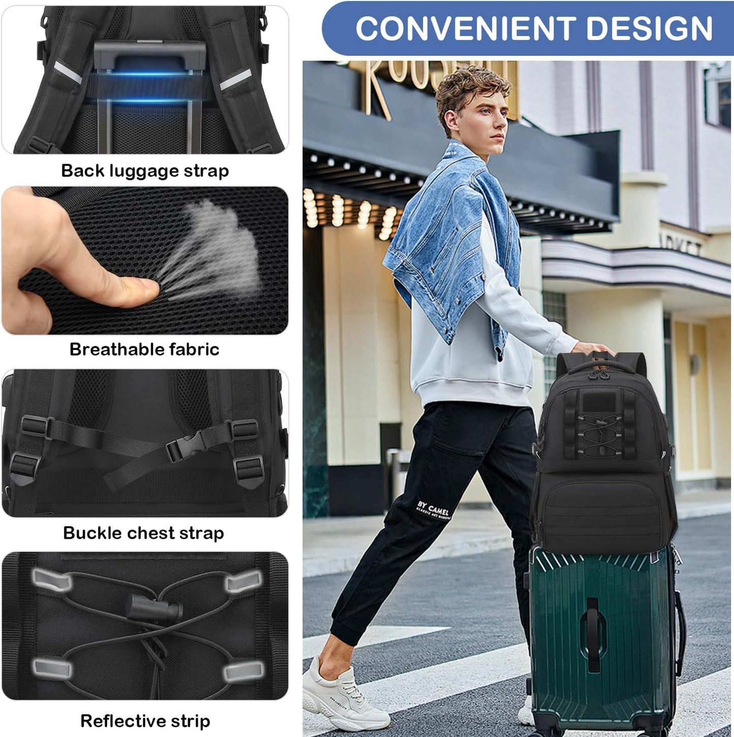 Laptop Lunch Backpack for Men - 40L Large Capacity Work Backpack with Lunch Compartment and USB Post, RFID Insulated Cooler Backpack for Work, Travel, Picnic, Black