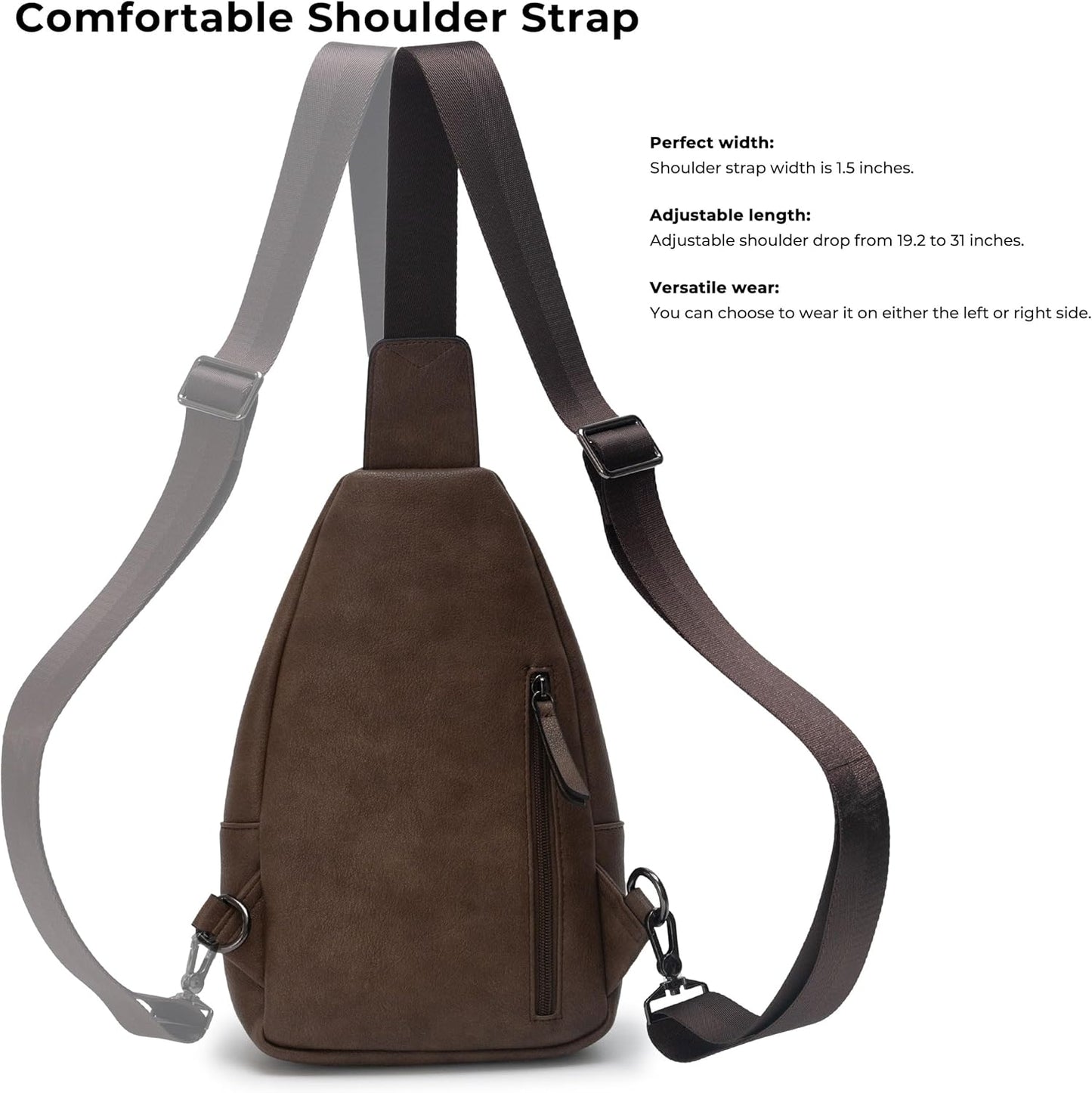 Alldaily Large Sling Bag for Women Crossbody Purse Leather Fashionable Trendy Chest Bag for Travel, Fanny Pack (Chocolate)