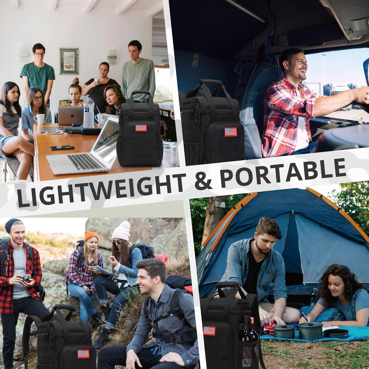 Tactical Backpack Cooler,Lunch Backpack for Men Adults Work with Handle，Soft Cooler Backpack Insulated Waterproof Leak Proof