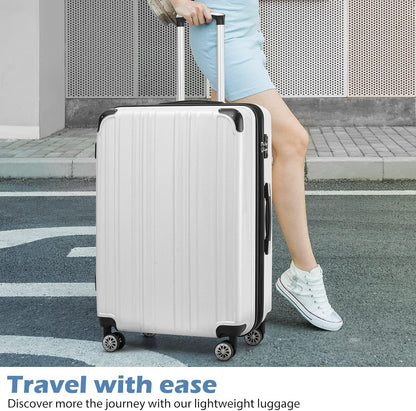 Coolife Luggage Expandable 5 Piece Sets PC+ABS Spinner Suitcase 20 inch 24 inch 28 inch (green new)