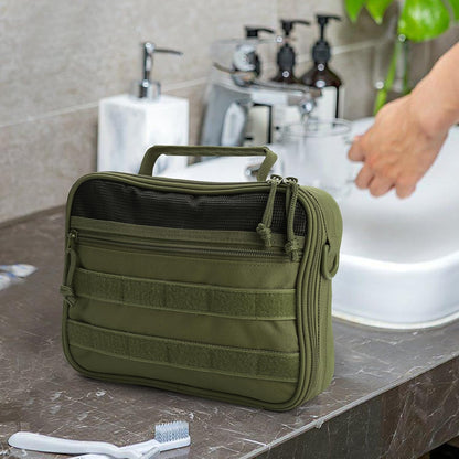 Travel Toiletry Bag for Men, Hanging Toiletry Bag, Portable Organizer Dopp Kit Shaving Bag for Toiletries Tactical Accessories Essentials - Army Green