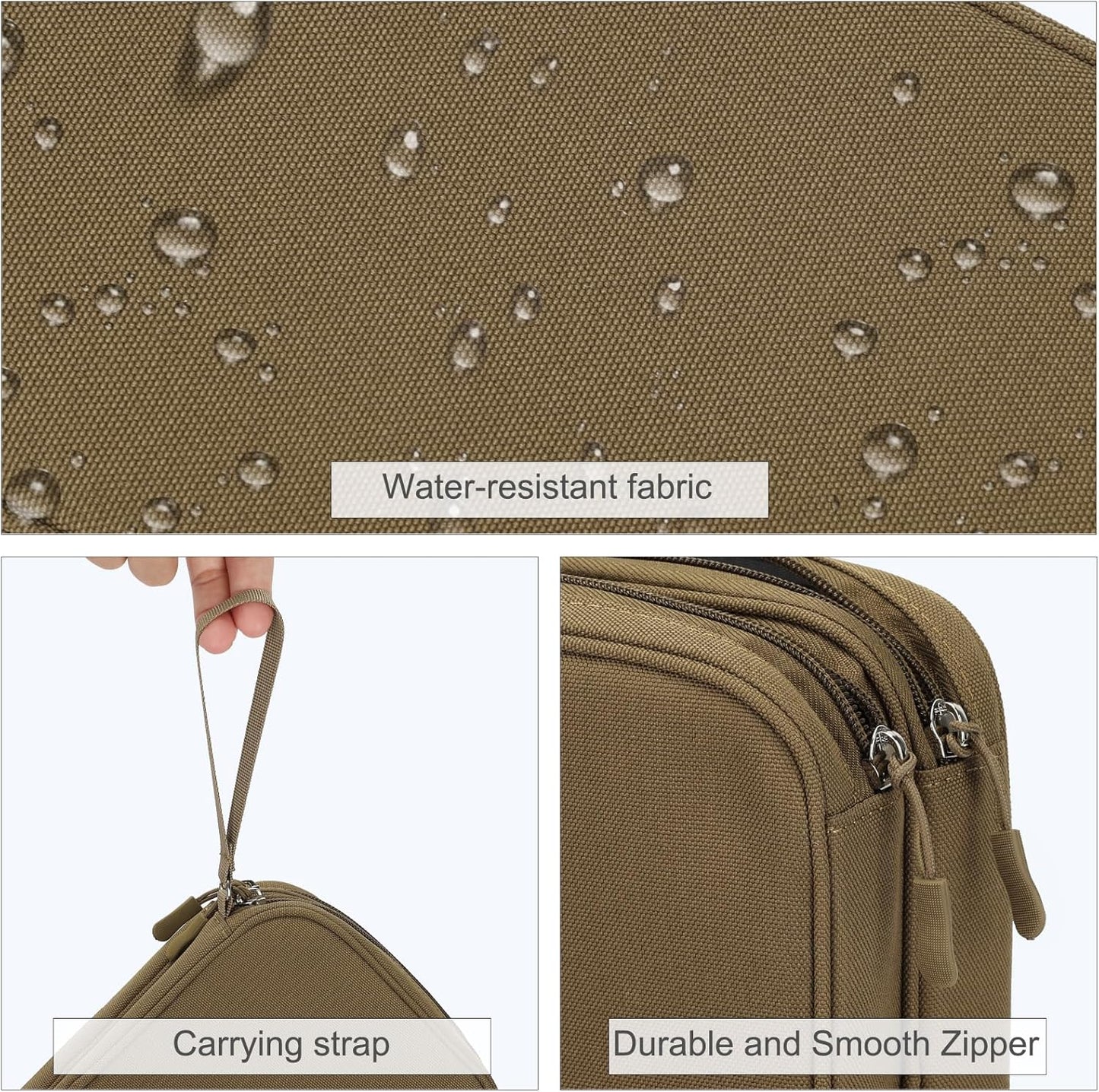 FYY Electronic Organizer, Large Travel Cable Organizer Bag Pouch Electronic Accessories Carry Case Portable Waterproof Double Layers All-in-One Storage Bag for Cable, Cord, Charger, Phone, Brown