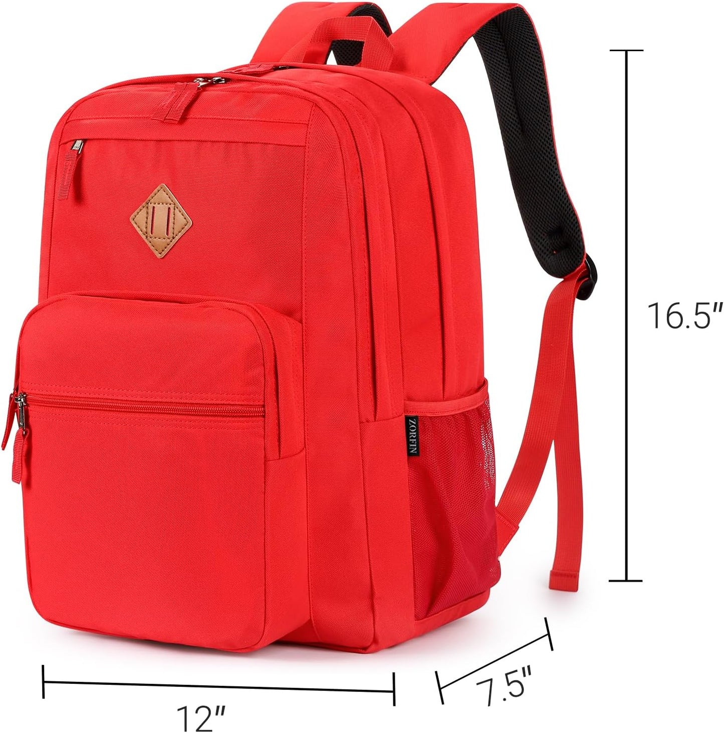 ZORFIN 26L Backpack for College, and Travel: Water Resistant Bookbag - Red