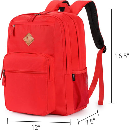 ZORFIN 26L Backpack for College, and Travel: Water Resistant Bookbag - Red