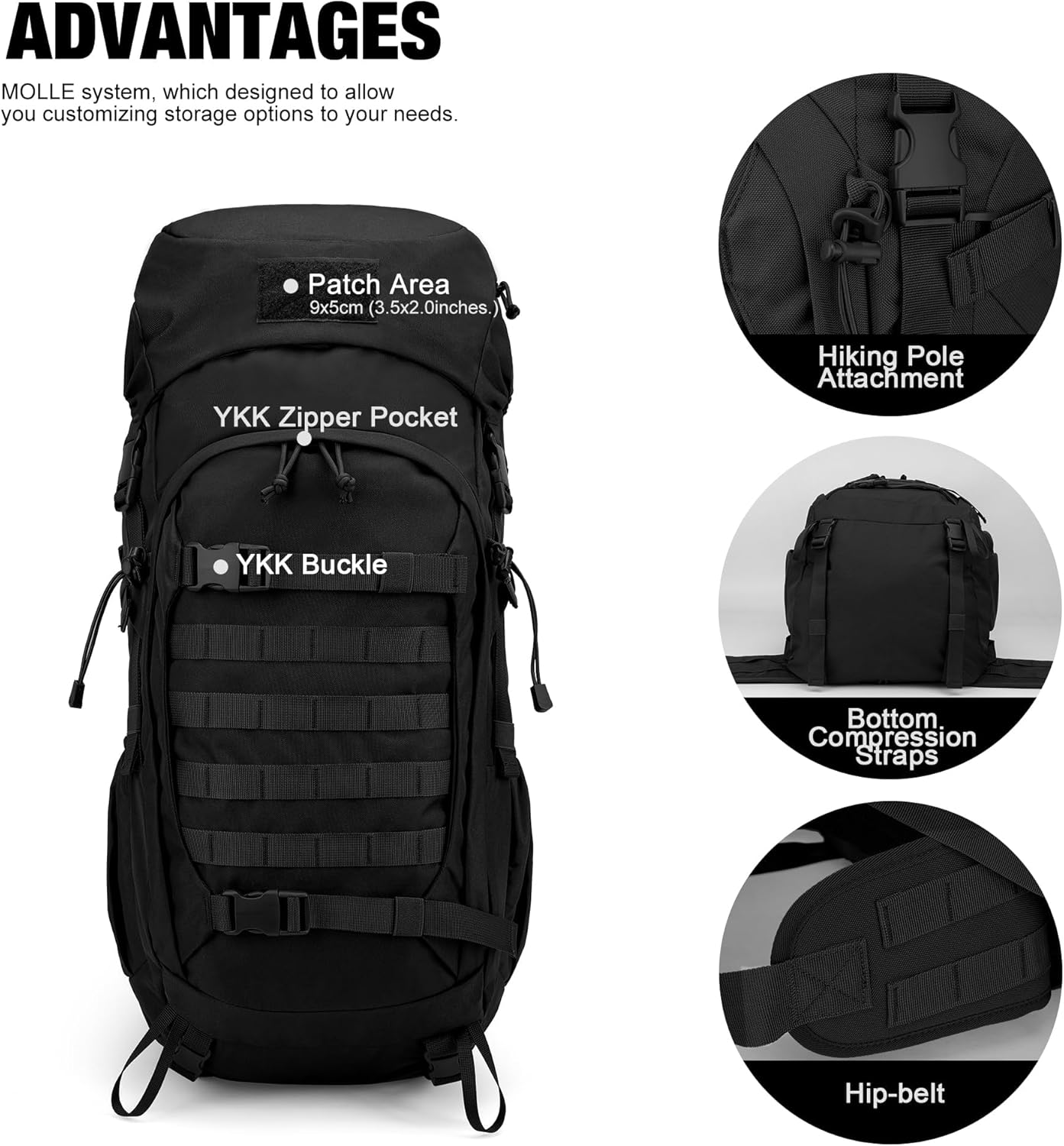 Mardingtop 50L Hiking Backpack,Backpacking Backpack with Rain Cover for Hiking,Backpacking,Rucking,Camping,Survival