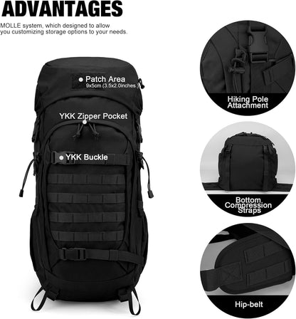 Mardingtop 50L Hiking Backpack,Backpacking Backpack with Rain Cover for Hiking,Backpacking,Rucking,Camping,Survival