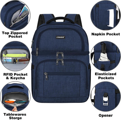 Cooler Backpack,Insulated Backpack Cooler Leakproof Double Deck Cooler Bag for Men Women RFID Lunch Backpack