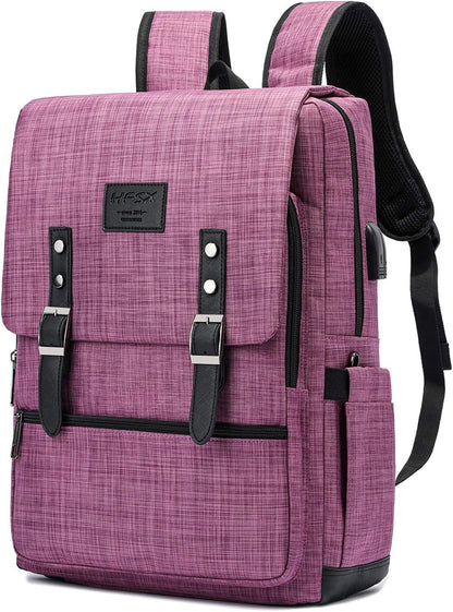 HFSX Vintage Backpack Anti Theft Laptop Backpack Men Women Business Travel Computer Backpack College Bookbag Stylish Water Resistant Vintage Backpack with USB Port Fits 15.6 Inch Laptop