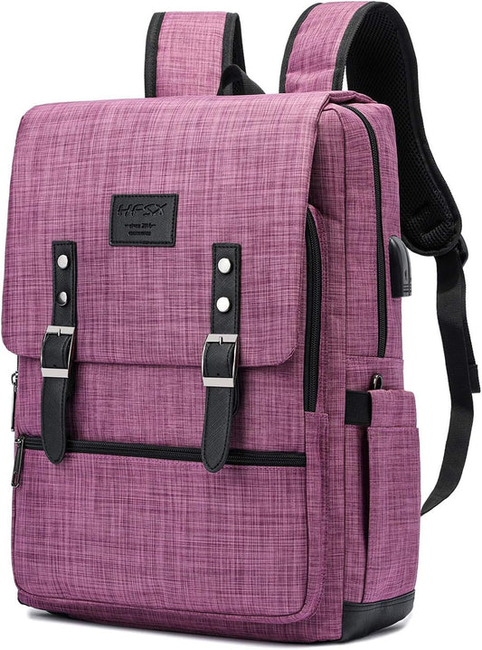 HFSX Vintage Backpack Anti Theft Laptop Backpack Men Women Business Travel Computer Backpack College Bookbag Stylish Water Resistant Vintage Backpack with USB Port Fits 15.6 Inch Laptop