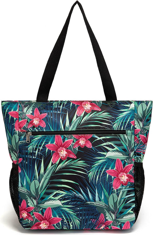 ETidy Large Capacity Foldable Tote Bag With Zipper Water-resistant SandproofWomen Beach Bag Handbag GymBag Travel ShoppingBag