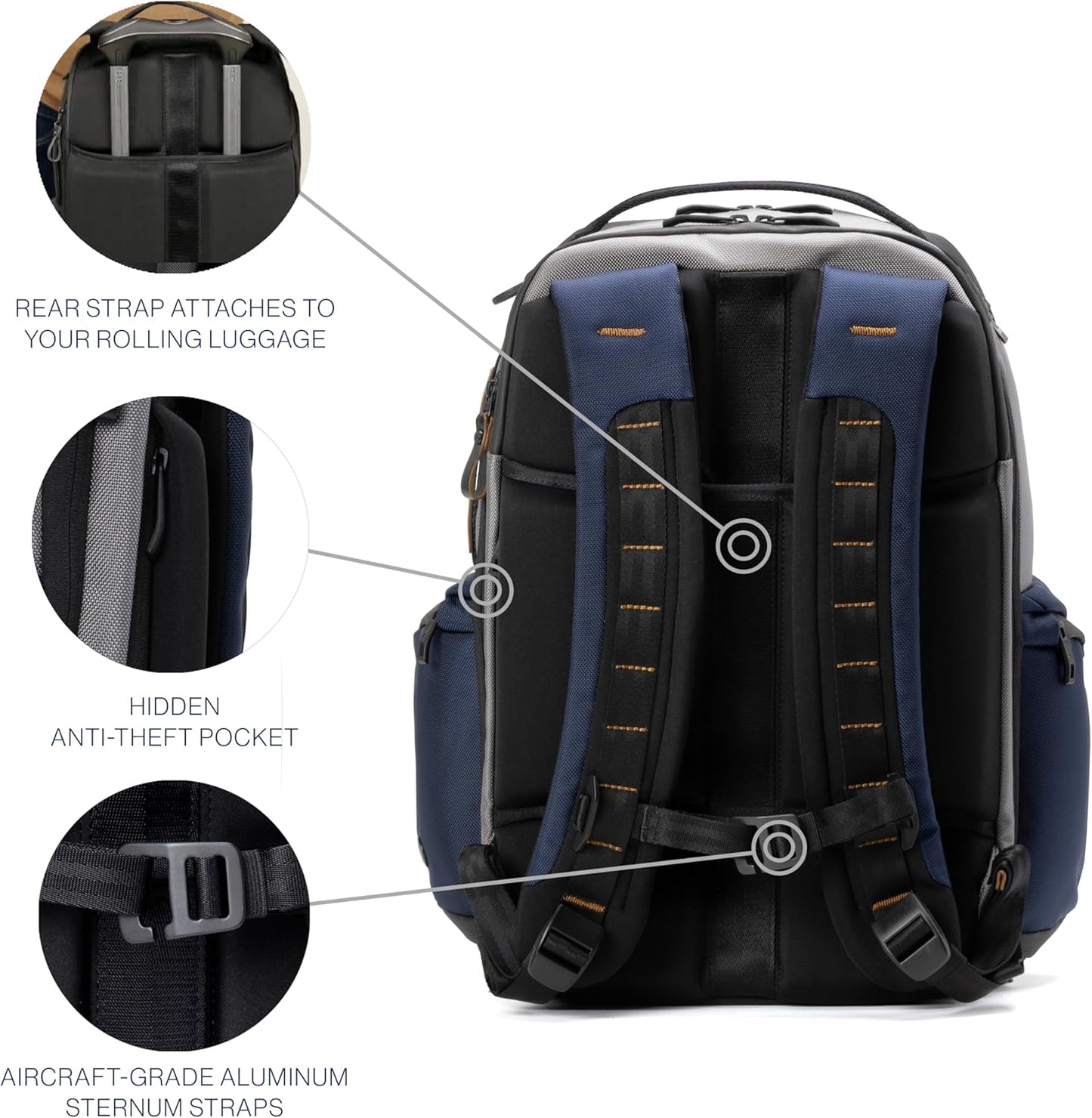 Travelpro Altitude Large Expandable Travel Laptop Backpack 30-36L, 16 Inch Laptop, Water Resistant, Work, Business, Men and Women, Stellar Navy/Grey