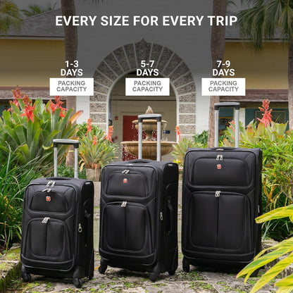 SwissGear Sion Softside Expandable Luggage, Dark Grey, 3-Piece Set (21/25/29)