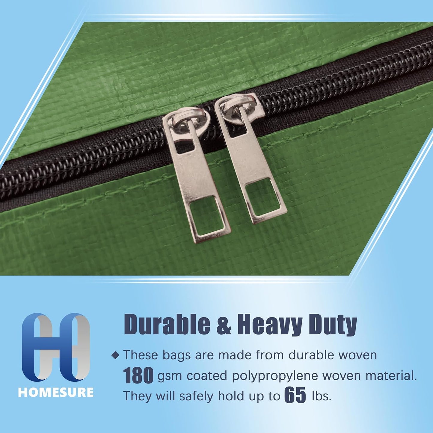 12 Pack Large Strong Moving Bags with Zippers & Carrying Handles - Water-Resistant - Heavy Duty Storage Tote for Space Saving, Fold Flat, Alternative to Moving Box (Olive Green)