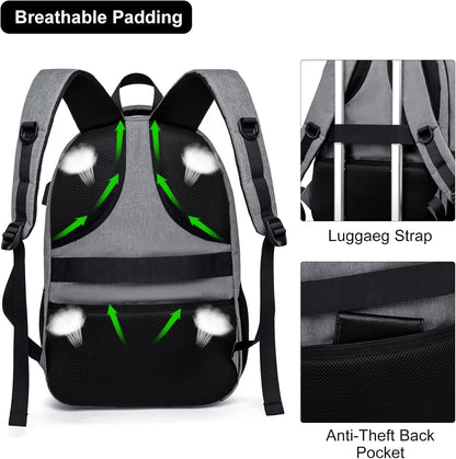 Backpack for Men and Women, School Backpacks for Teen Boys & Girls, Student Bookbag Fits 15.6 Inch Laptop with USB Charging Port, Water Resistant Travel Backpack, Sturdy Anti Theft Computer Bag Gifts