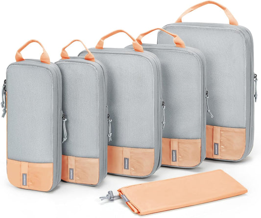 BAGSMART 6 Set Compression Packing Cubes - Lightweight Travel Essentials, Durable Luggage Organizer