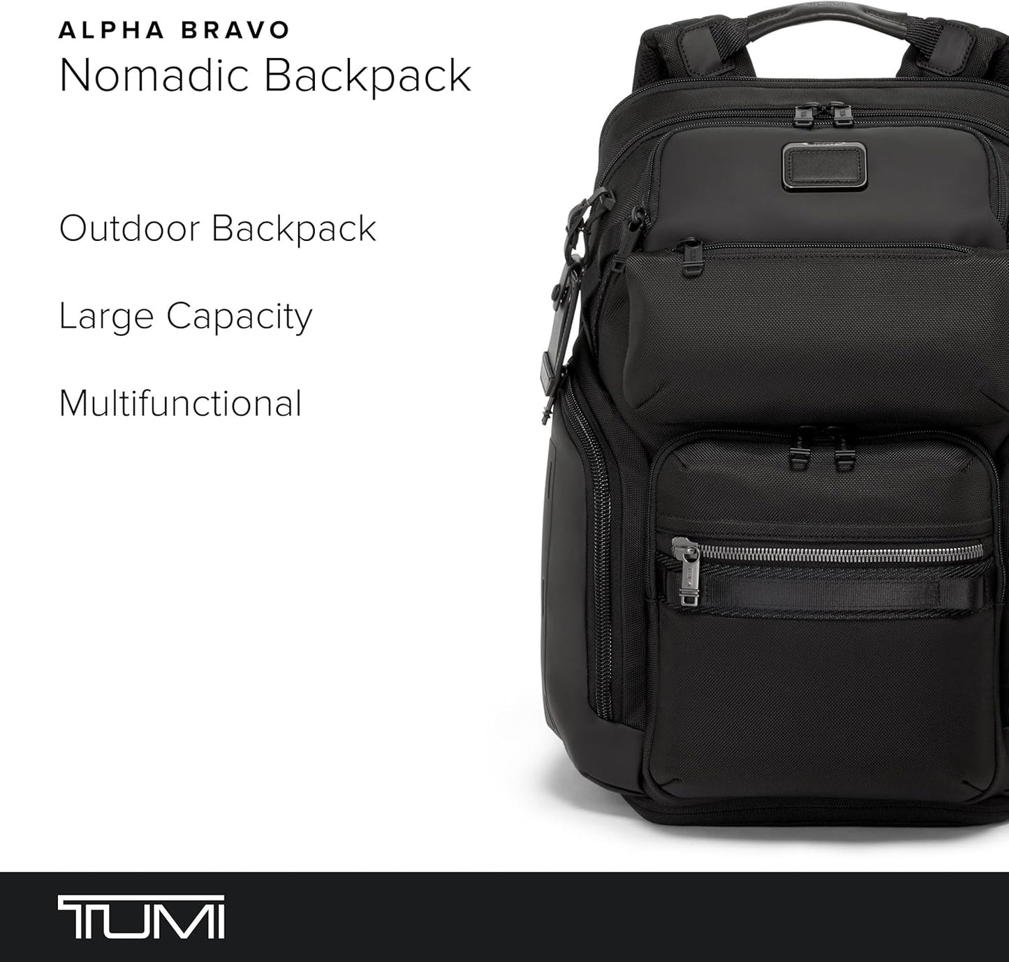 TUMI - Alpha Bravo Nomadic Backpack - Men's Durable Carry On Bag - 18.8" X 15.0" X 9.0" - Fits up to 15" Laptop - Black