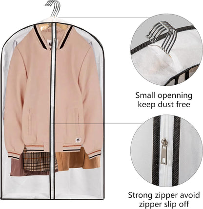 Hanging Clothes Storage with 4" Gusseted Garment Covers (Set of 6) - Clear Suit, Dress, Sweater, Shirt Protectors - 24"x 40"x 4" / 6 Pack