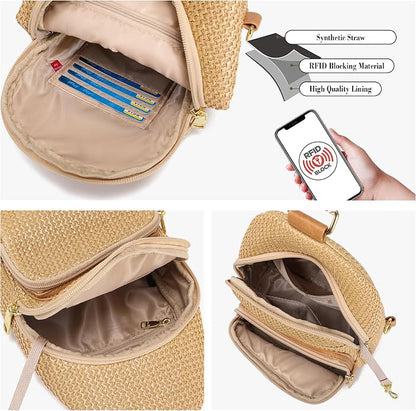 Haytijoe Summer Straw Purse Small Sling Bag RFID Blocking Crossbody Bags - Image 3