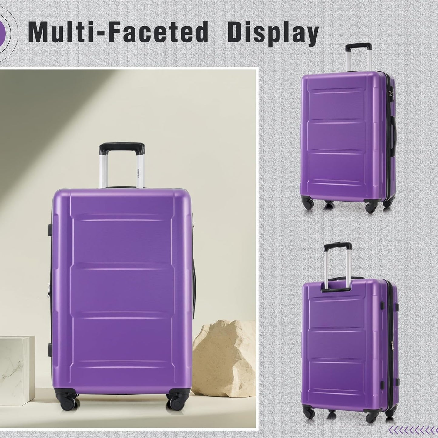 Merax Luggage Set 2 Piece Suitcase Sets with Spinner Wheel,Lightweight Hardside Expandable Travel Laggage with TSA Lock,Suitcase with Travel Bag(20"/28",Purple)